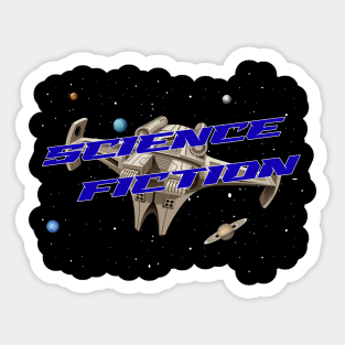 Science Fiction Spaceship Planet Sticker